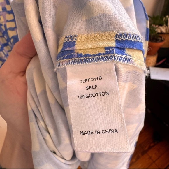 NWOT Hunter Bell Womens Palmer Midi Dress blue Cream Gingham Large - Picture 5 of 7